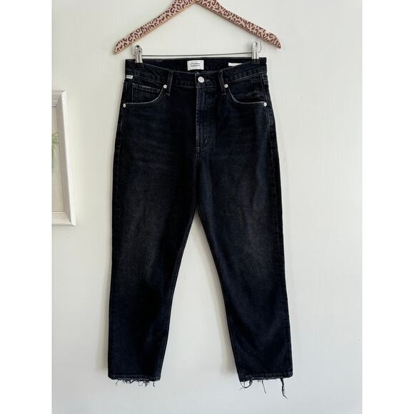 CITIZENS OF HUMANITY Marlee Black Relaxed Taper Jeans in The Cliffs Size 26 - Picture 4 of 10